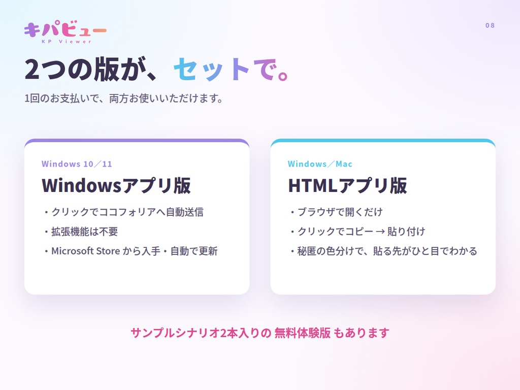 【TRPGシナリオビューア】キパビュー (送信連携+編集機能)