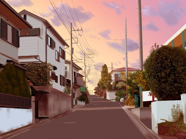 フリー背景素材:住宅街A