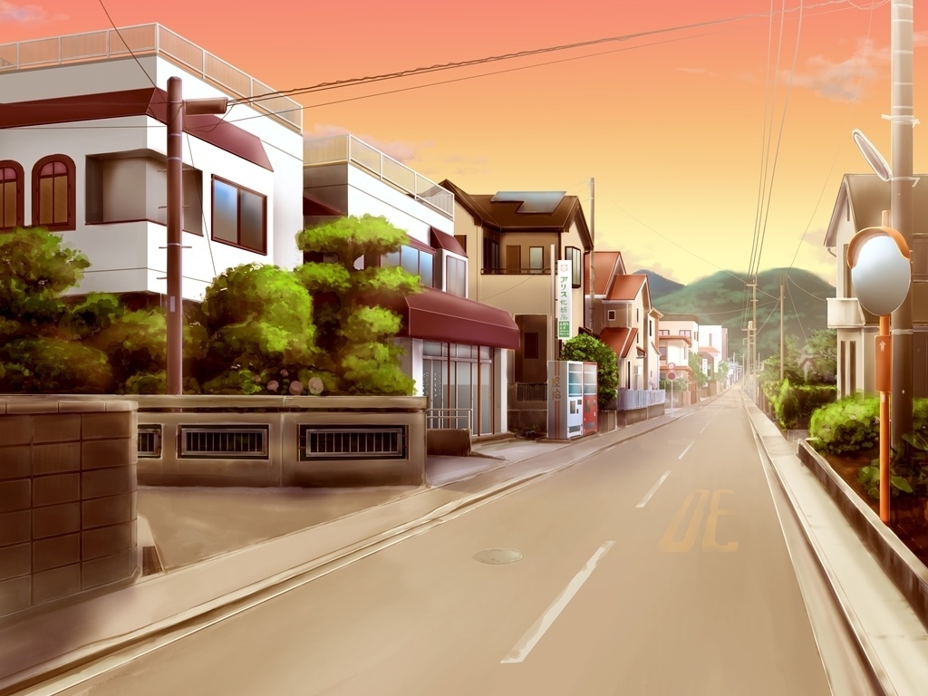 フリー背景素材:住宅街B