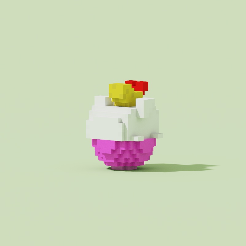 おちゃわんミニボクセルアバター #000 (ポメラニわんとエビフライ)