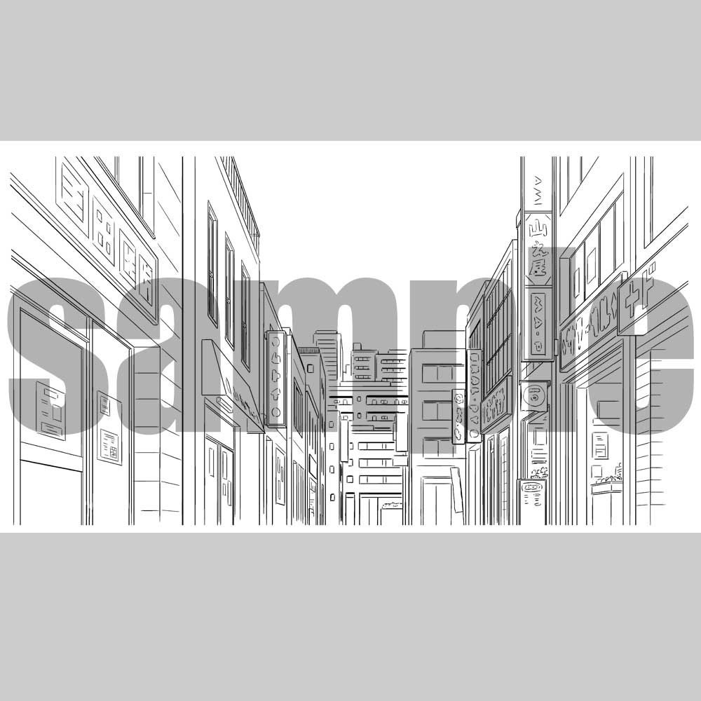 繁華街 漫画背景005