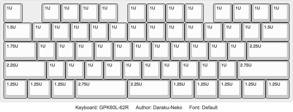 GPK60L-62R 60%ロープロファイルケース対応Choc V2キーボード