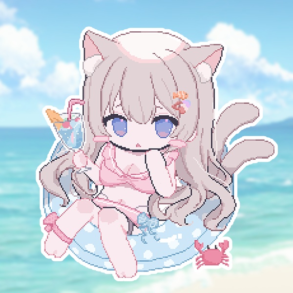 ドット絵♡水着にゃもアクリルキーホルダー