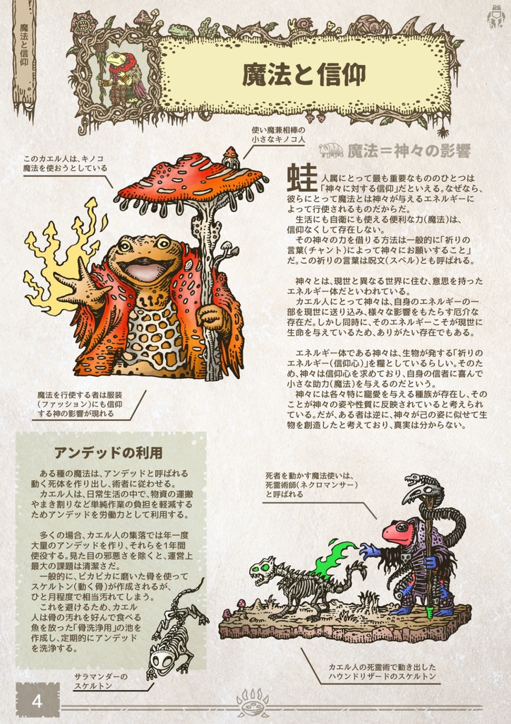 創作・RPG・ファンタジー汎用異種族設定集 カエル人の全て(魔法と儀式編)