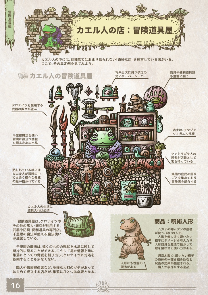 創作・RPG・ファンタジー汎用異種族設定集 カエル人の全て(衣食住編)