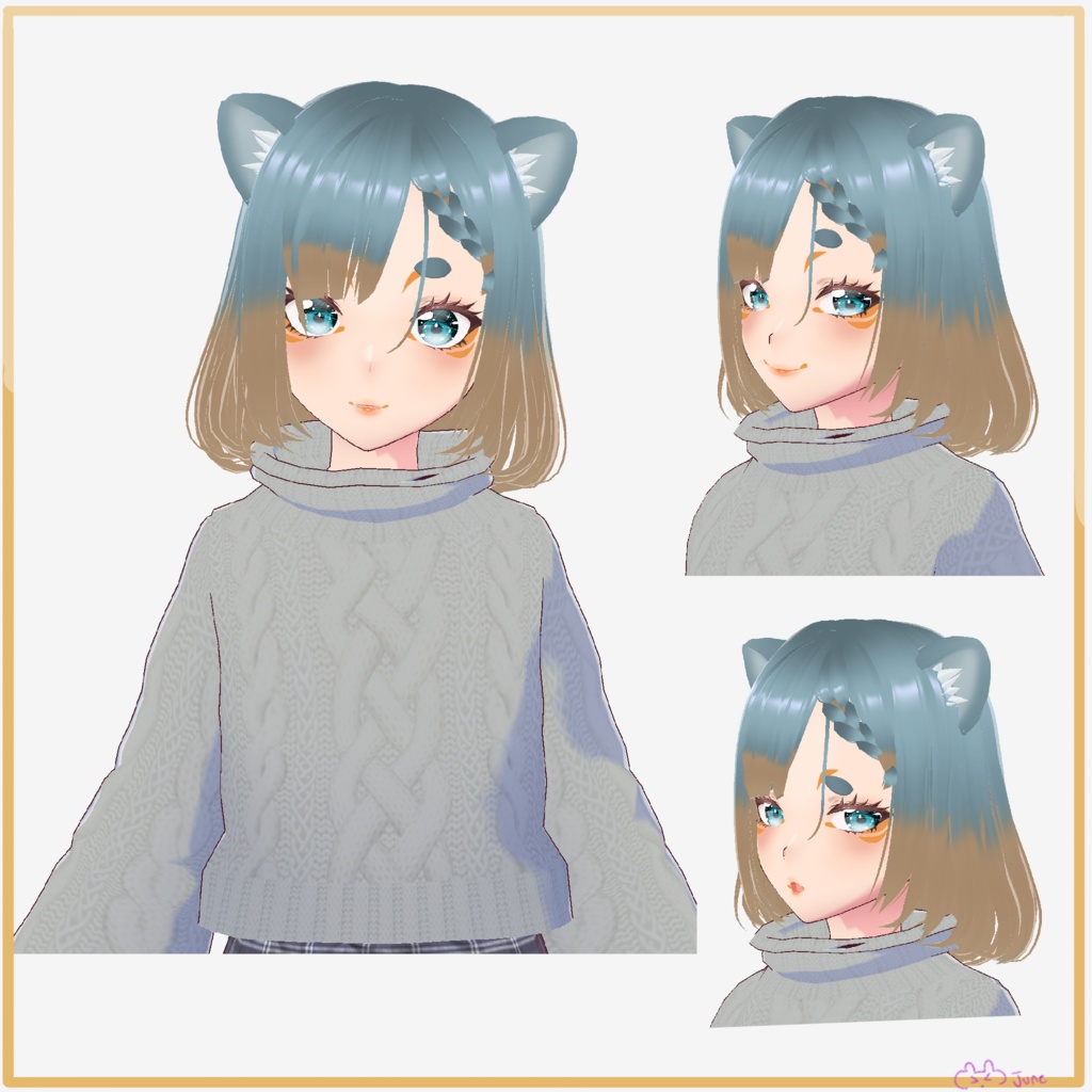 [Free VRoid Model] Blue and Orange Bear Girl