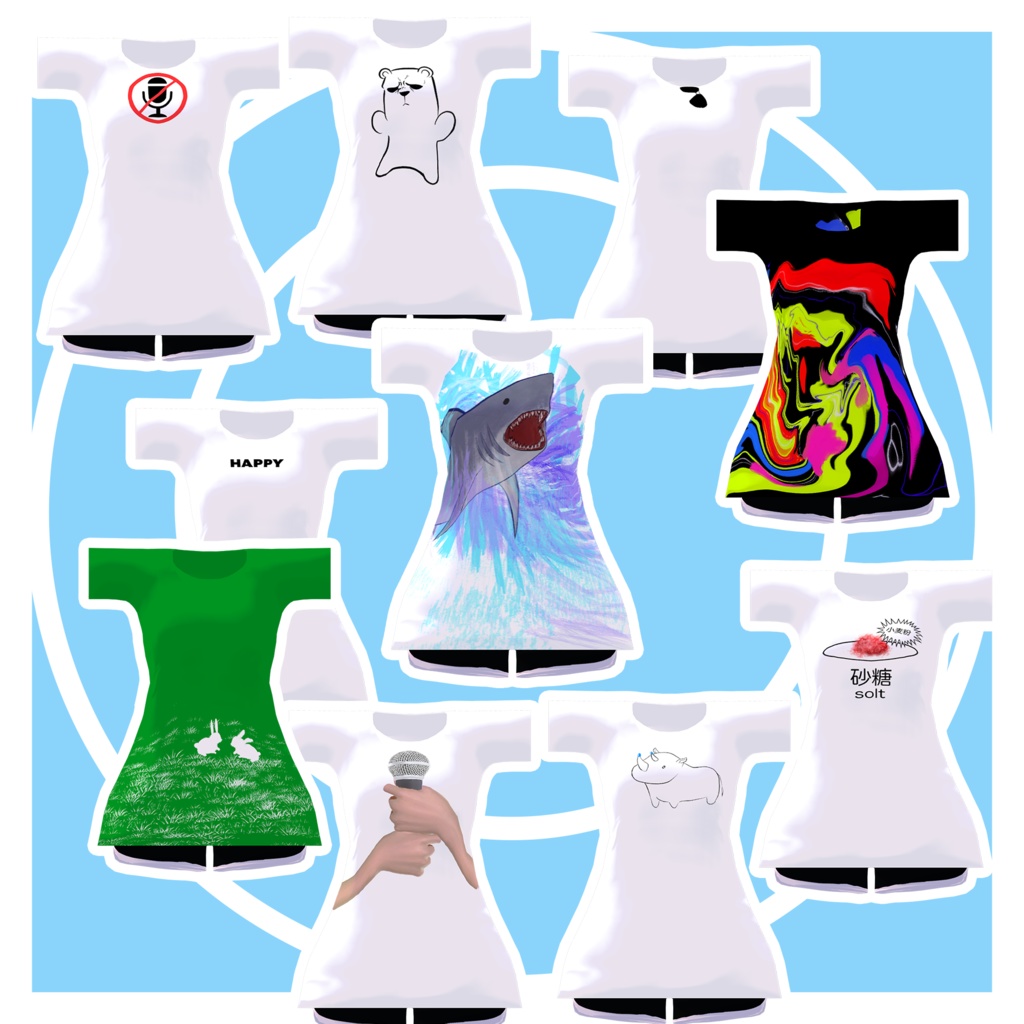 【24アバター対応+テクスチャ60枚】ダサTシャツ