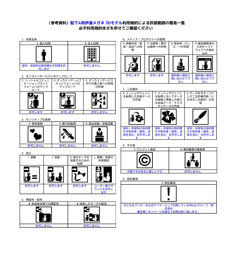 【VRChat想定】配下A用伊達メガネ【対応アクセサリー】