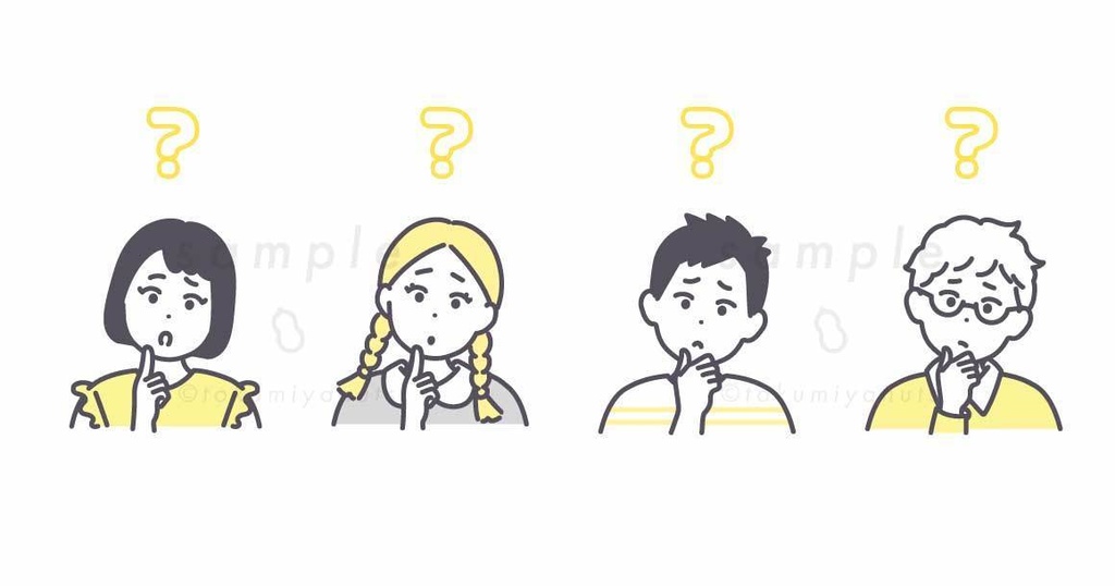 小学生くらいの子ども4人のアイコンイラスト素材 6点セット