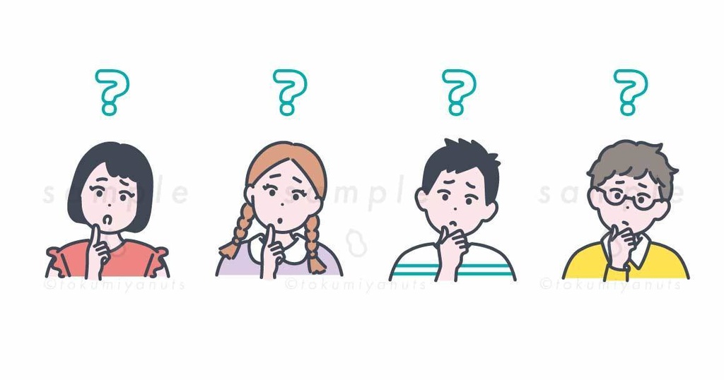 小学生くらいの子ども4人のアイコンイラスト素材 6点セット