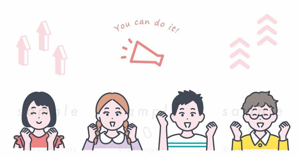 小学生くらいの子ども4人のアイコンイラスト素材 6点セット