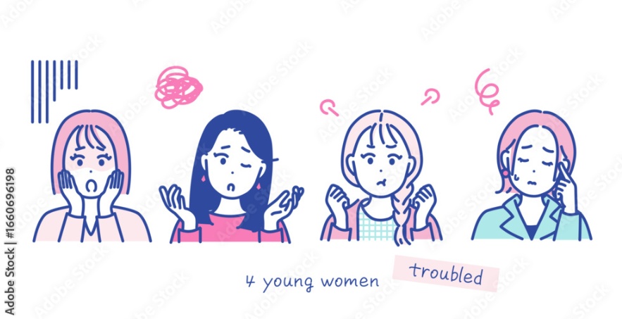 SNS投稿に使える女性リアクションイラスト20点セット【ピンク系】