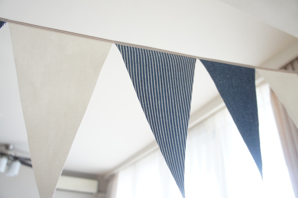 布ガーランド 290cm デニム紺 フラッグ 旗 結婚式 パーティー キャンプ 店舗装飾 飾り