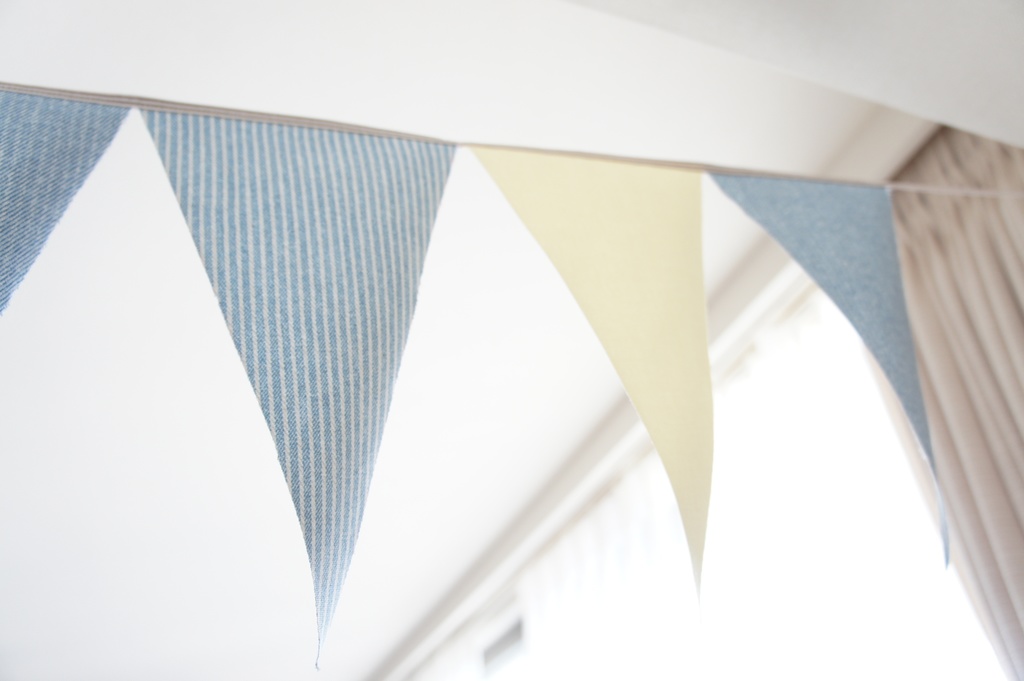 布ガーランド 290cm フラッグ 旗 結婚式 パーティー キャンプ 店舗装飾 飾り デニム淡レモン