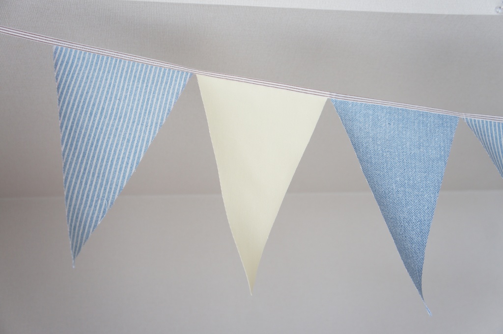 布ガーランド 290cm フラッグ 旗 結婚式 パーティー キャンプ 店舗装飾 飾り デニム淡レモン