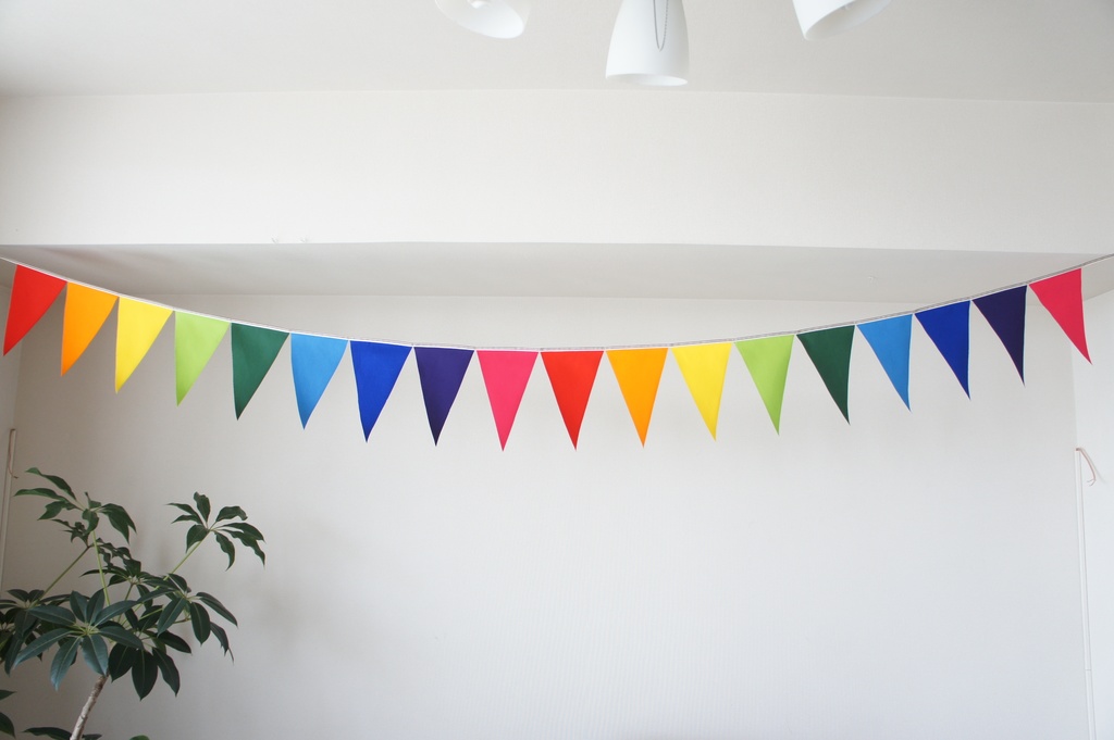 布ガーランド 290cm フラッグ 旗 結婚式 誕生日 パーティー キャンプ 飾り レインボー
