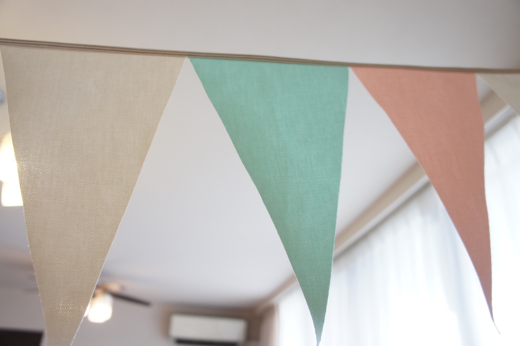 布ガーランド 290cm フラッグ 旗 結婚式・パーティ飾り パステルグリーン