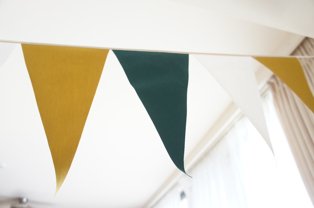 布ガーランド 290cm フラッグ 旗 結婚式 誕生日 パーティー キャンプ 飾り ディープグリーン