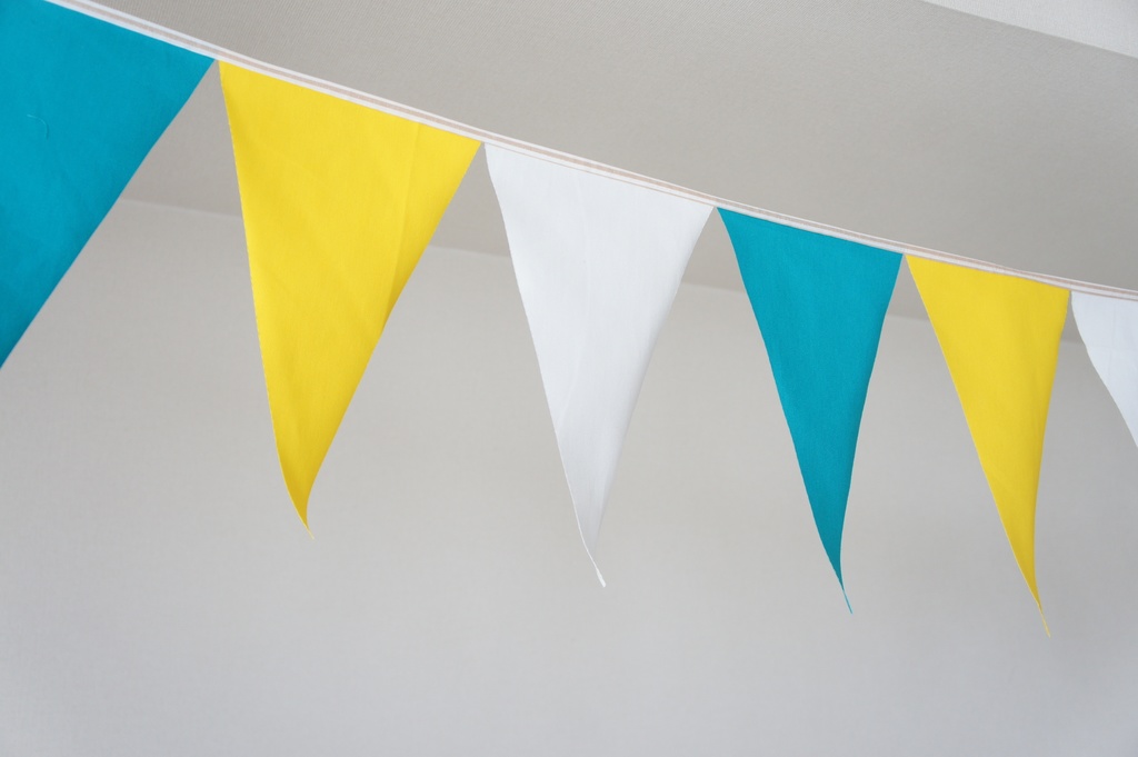 布ガーランド 290cm フラッグ 旗 結婚式 誕生日 パーティー キャンプ 飾り エメラルドイエロー