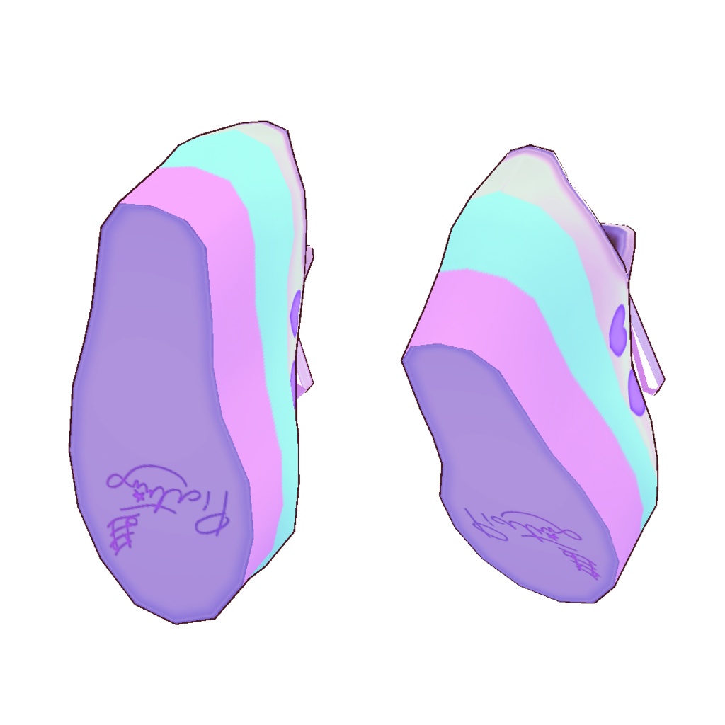 ゆめかわメタリックスニーカー(VRoidスニーカー用テクスチャ) おまけ 3Dモデルとメタリック加工なしレイヤー別画像を同梱