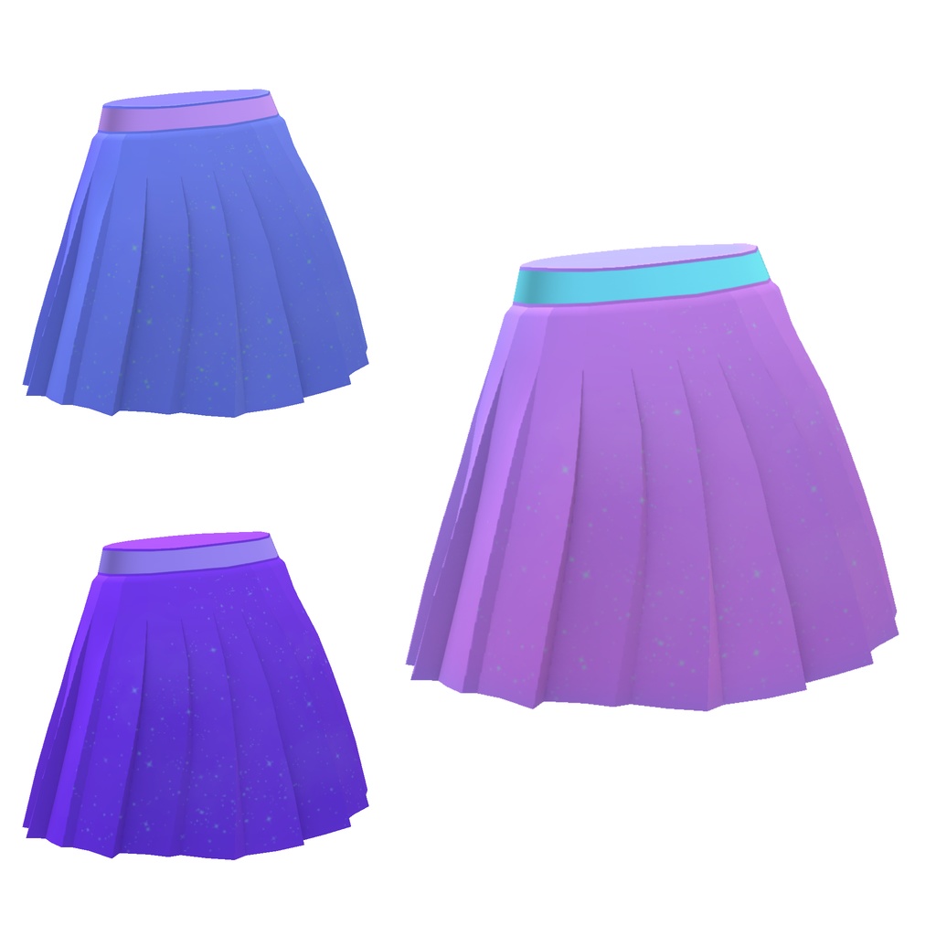 ゆめかわ宇宙柄プリーツスカート(VRoid制服スカート用テクスチャ) ハートのベルトバックルとベルトのレイヤー画像同梱 おまけキラキラなしレイヤ別画像とキラキラ(白)と雲(白)の画像つき