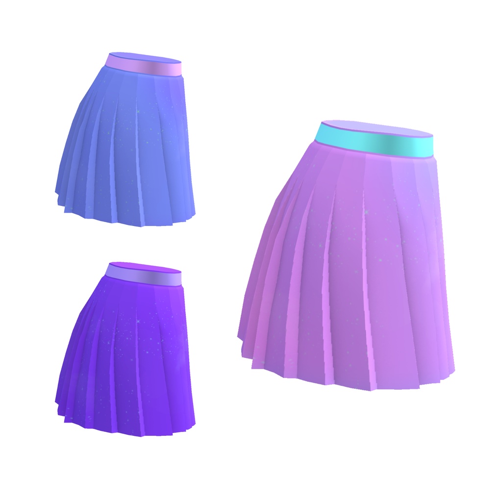 ゆめかわ宇宙柄プリーツスカート(VRoid制服スカート用テクスチャ) ハートのベルトバックルとベルトのレイヤー画像同梱 おまけキラキラなしレイヤ別画像とキラキラ(白)と雲(白)の画像つき