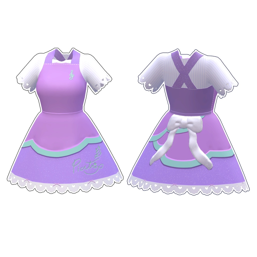 【無料試着あり】「ぷっくりリボンのエプロンドレス」セット【VRoidテクスチャ】