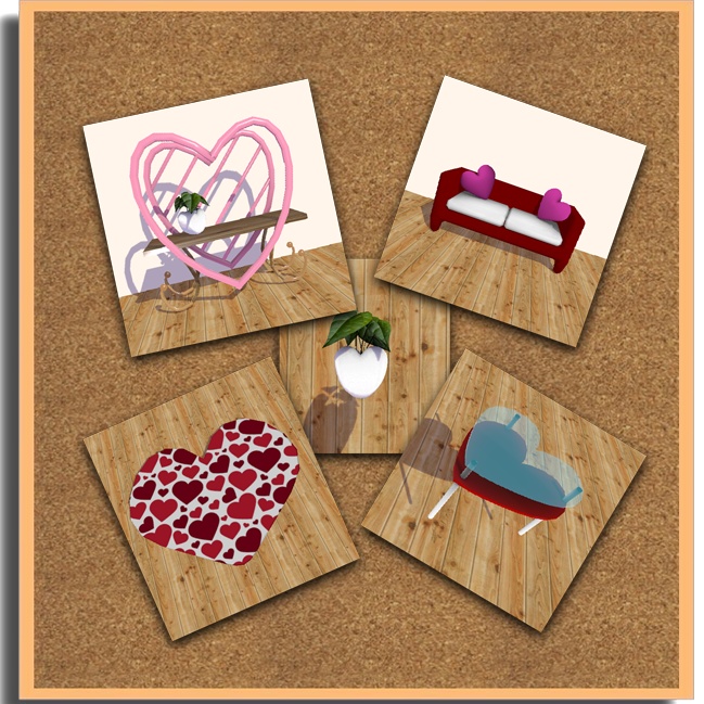 【VRC想定】ハート家具セット【5点セット】