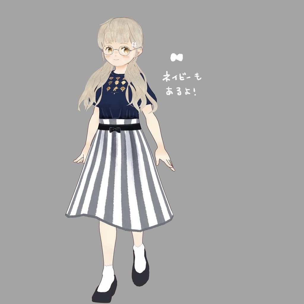 【vroidテクスチャ/無償配布あり】パン人間Tシャツコーデセットワンピース