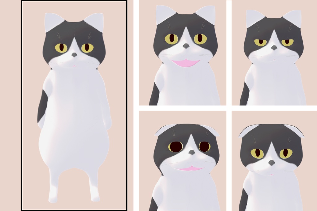 ゆるいハチワレ オリジナル3Dアバター 猫