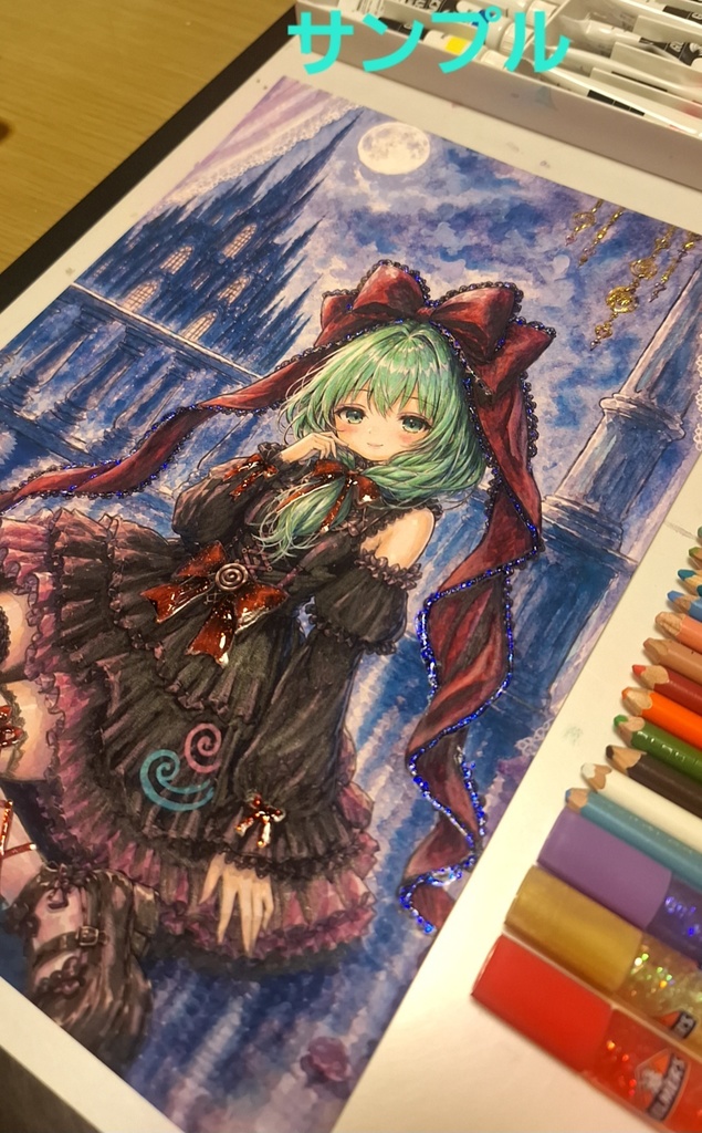 東方Project【鍵山雛】手描きイラスト 原画 一点物 ゴスロリ 地雷系 A4 ハンドメイド Handdrawn Artwork
