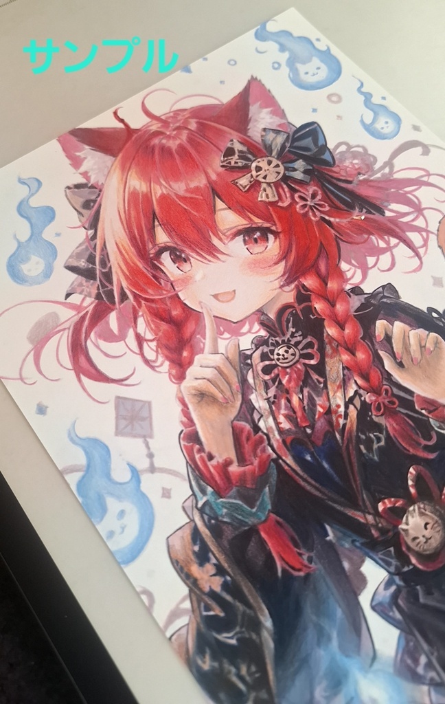 【購入特典リクエストイラスト付き】東方Project 火焔猫燐 手描きイラスト 原画 一点物