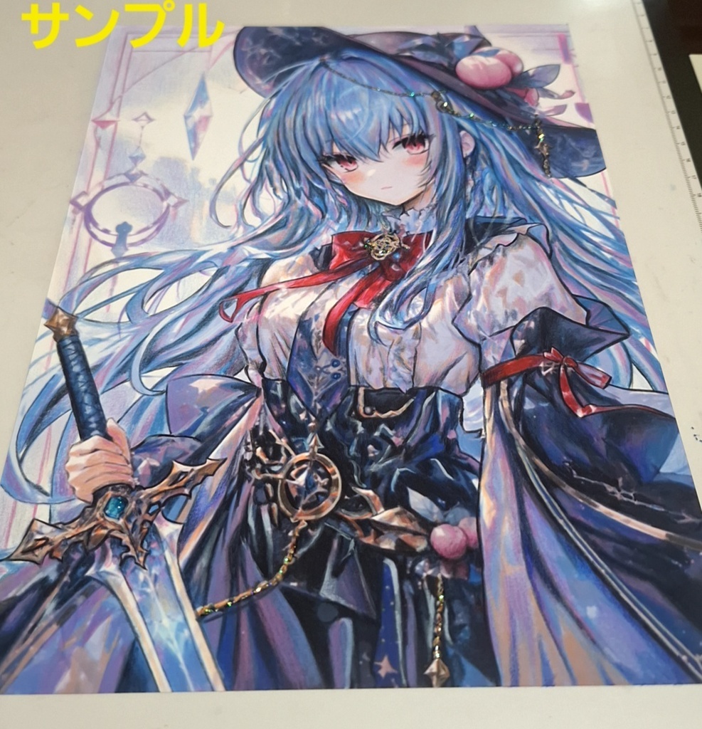 東方Project ファンアート 比那名居天子 手描きイラスト 原画 一点物 色鉛筆 ハンドメイド Handdrawn Artwork
