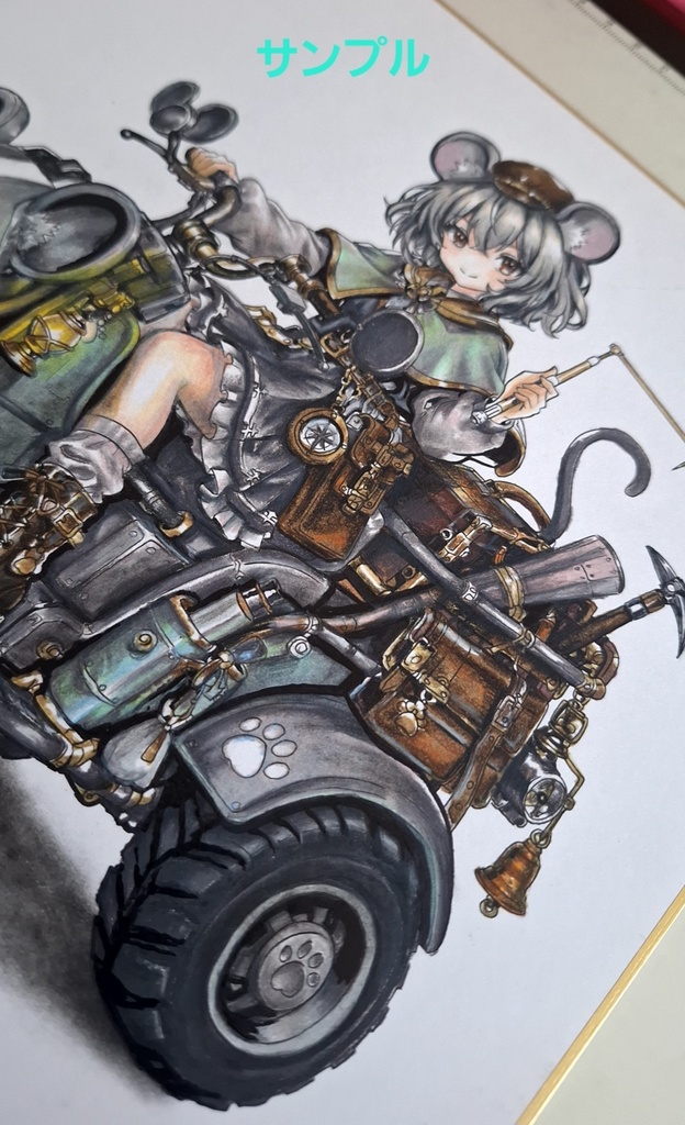 東方Project ナズーリン 大色紙 手描きイラスト 原画 一点物 ファンアート