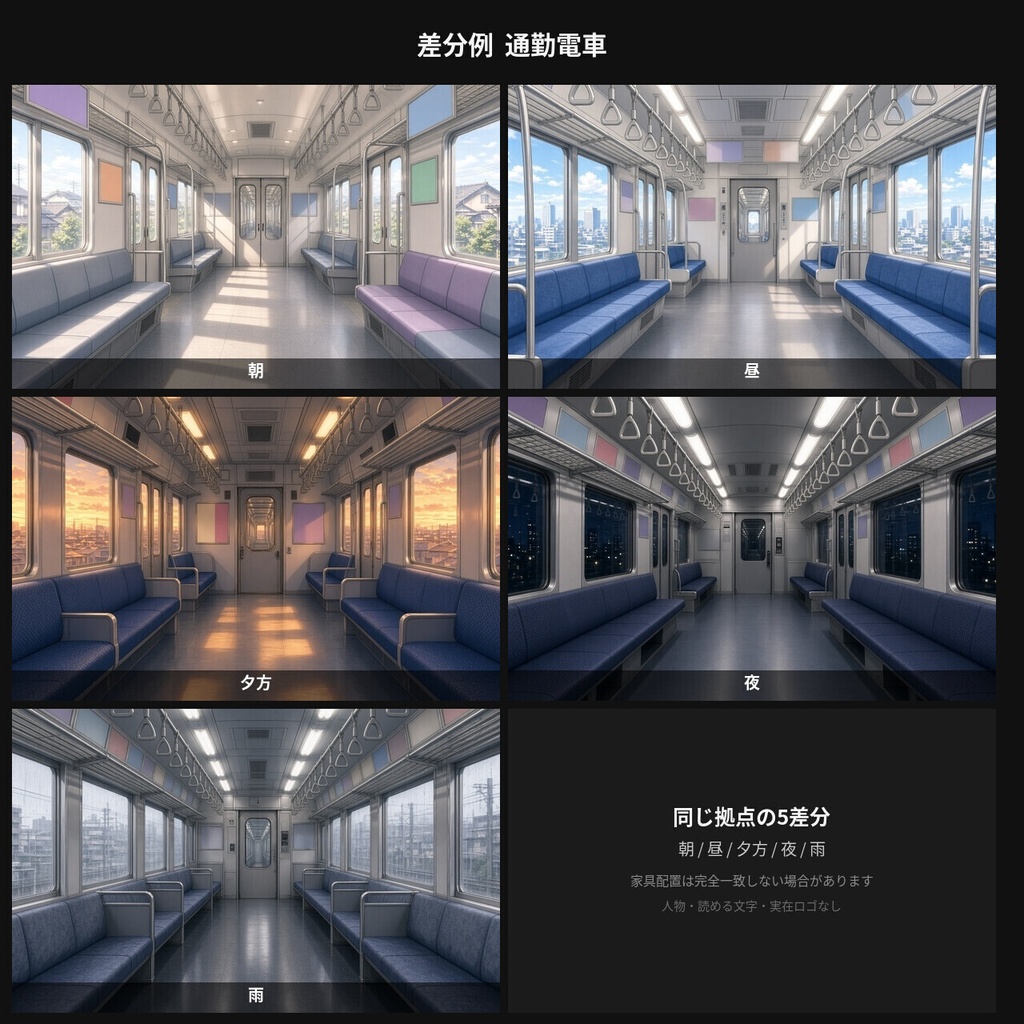 【背景100枚】現代日本の室内|自室/リビング/カフェ/電車|朝夕夜雨差分