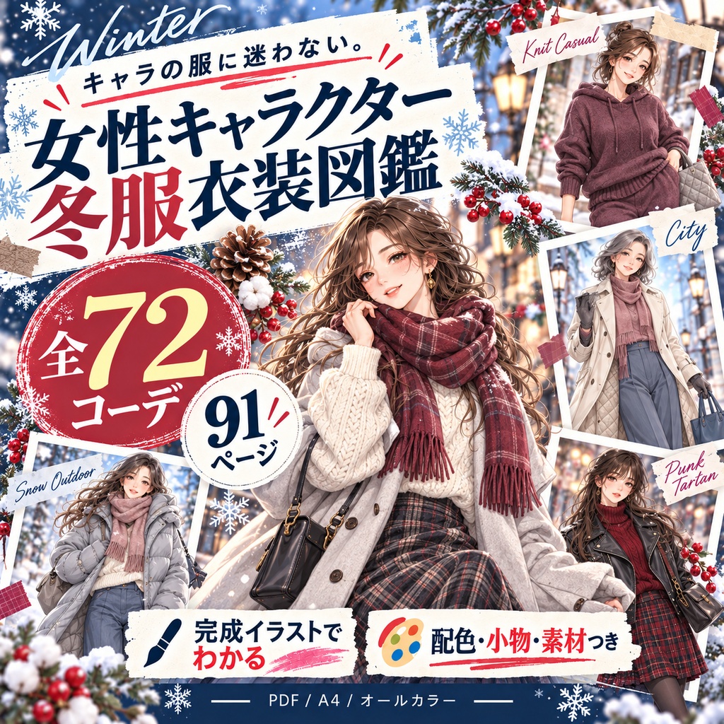  オシャレに、可愛く大変身！｜女性キャラクター冬服72コーデ