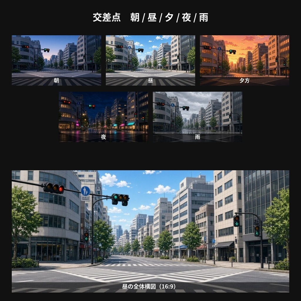 【背景100枚】現代日本の学校・仕事・街|教室/オフィス/商店街|朝夕夜雨差分 Vol.2