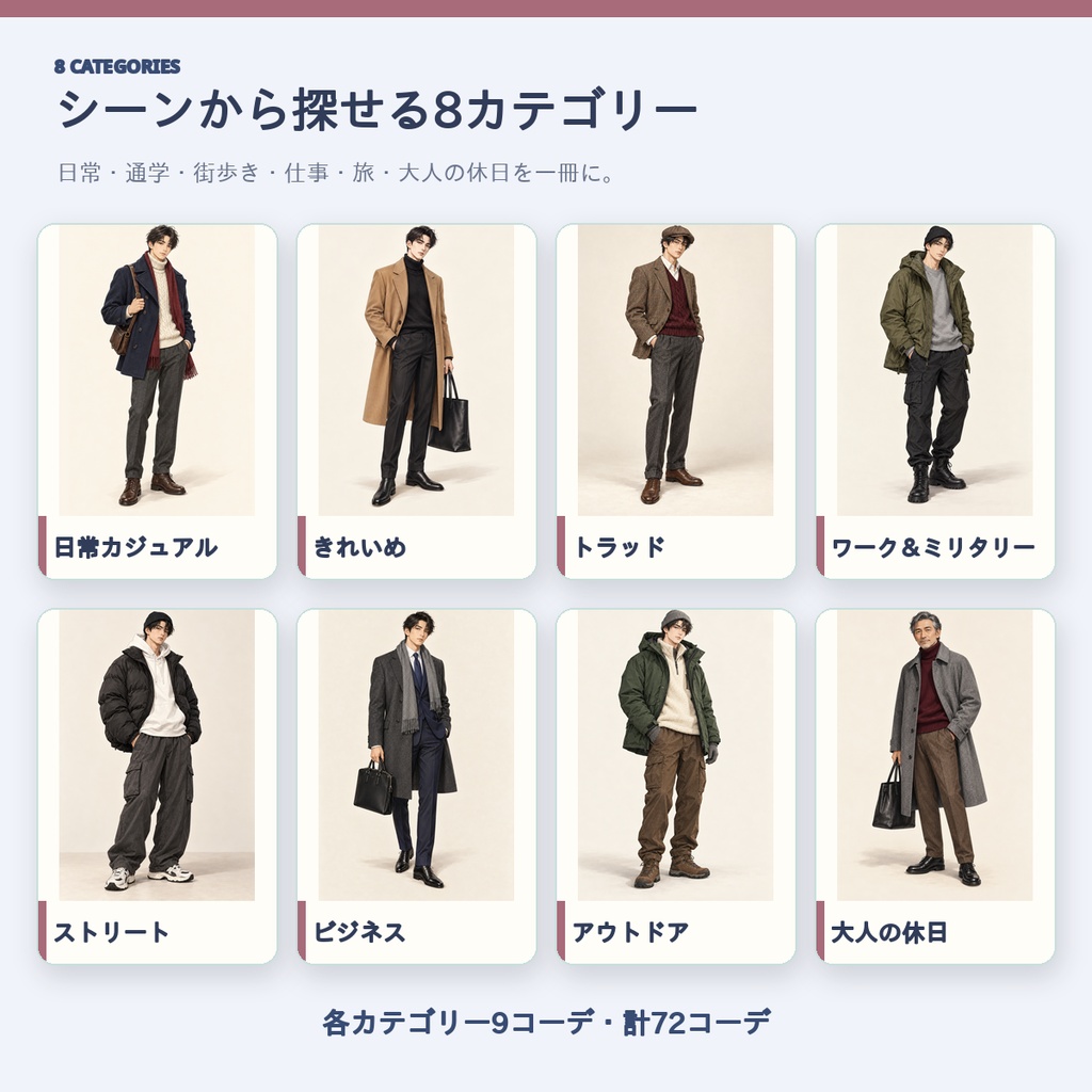 オシャレに、カッコよく大変身!|男性冬ファッション72コーデ