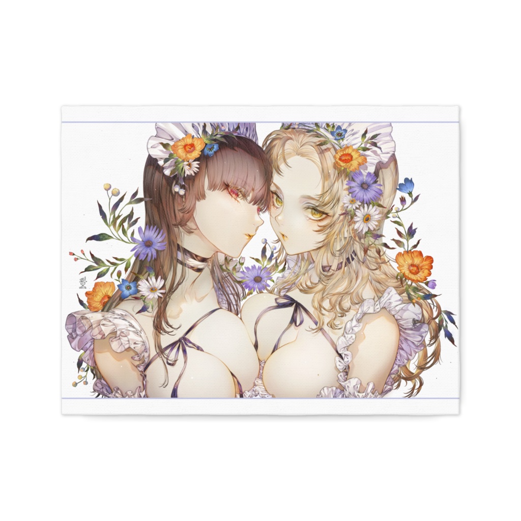 お花とメイドさんのキャンバスプリント🌷