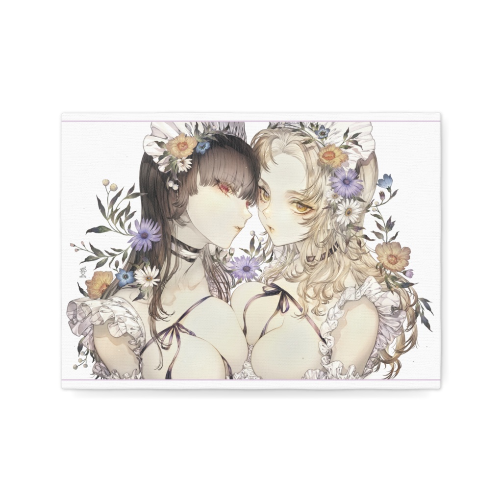 お花とメイドさんのキャンバスプリント-Faded flowers-