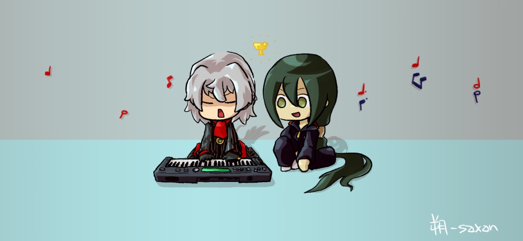 アクリルキーホルダー:キーボード音楽長