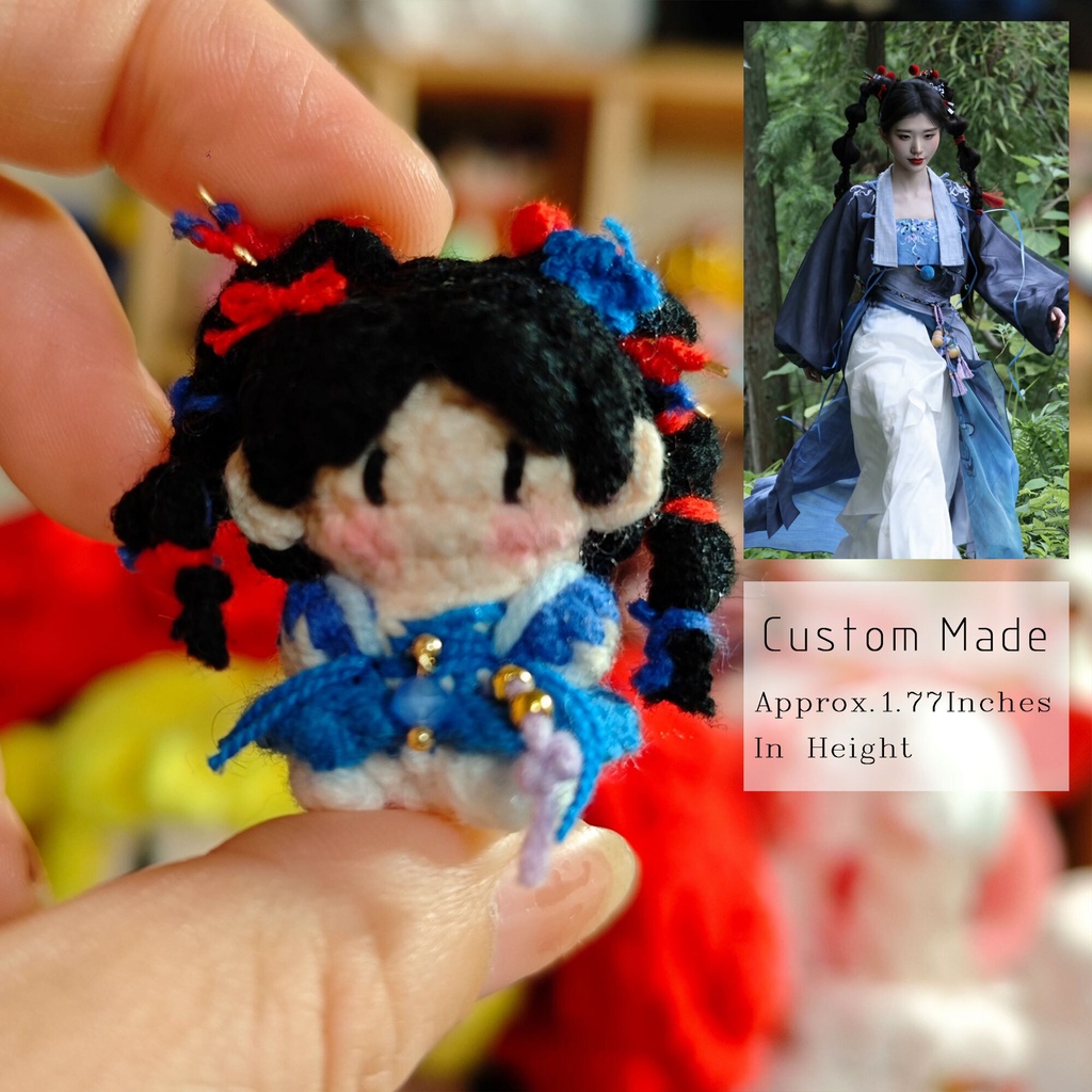 【完全オーダーメイド】手編みあみぐるみ ぬいぐるみ フィギュア 4.5cm【写真から制作】