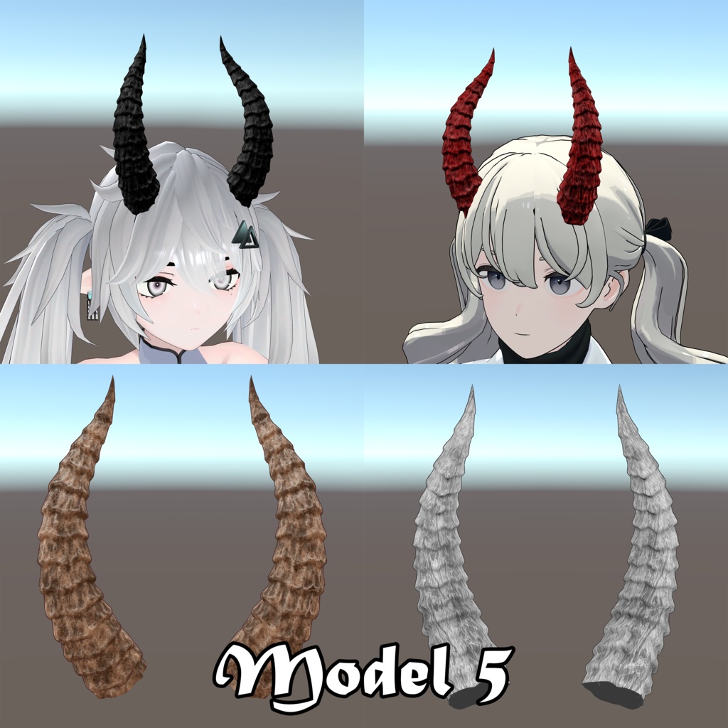 【VRChat用3Dモデル】ドラゴンの角・Dragon Horns (2.0)