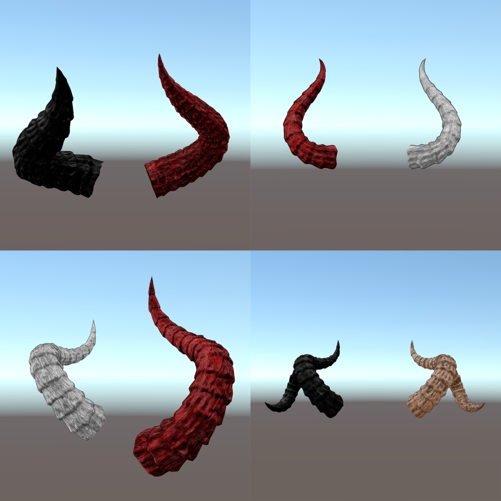 【VRChat用3Dモデル】ドラゴンの角・Dragon Horns (2.0)