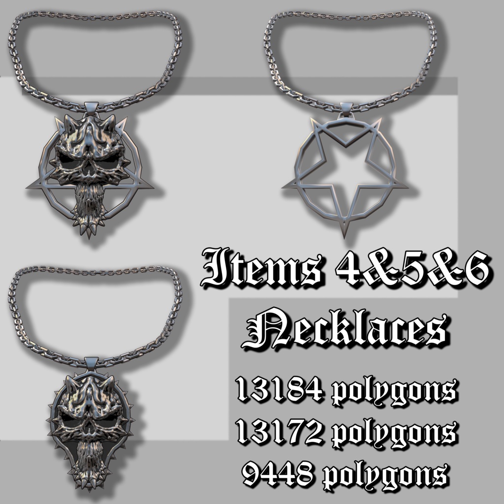 【VRChat用3Dモデル】ゴシックアクセサリーセット・Gothic Accessory Set【PB対応】