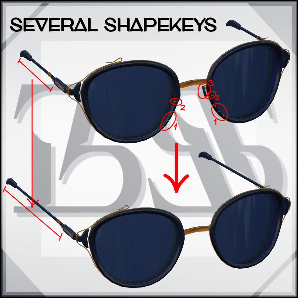 【VRChat用3Dモデル】カジュアルサングラス|Casual Sunglasses