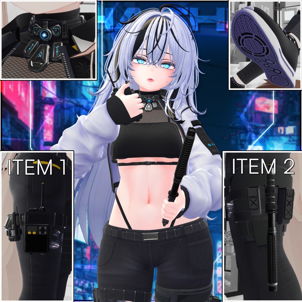 【9アバター対応】Warden|ギミック入り小道具・衣装セット