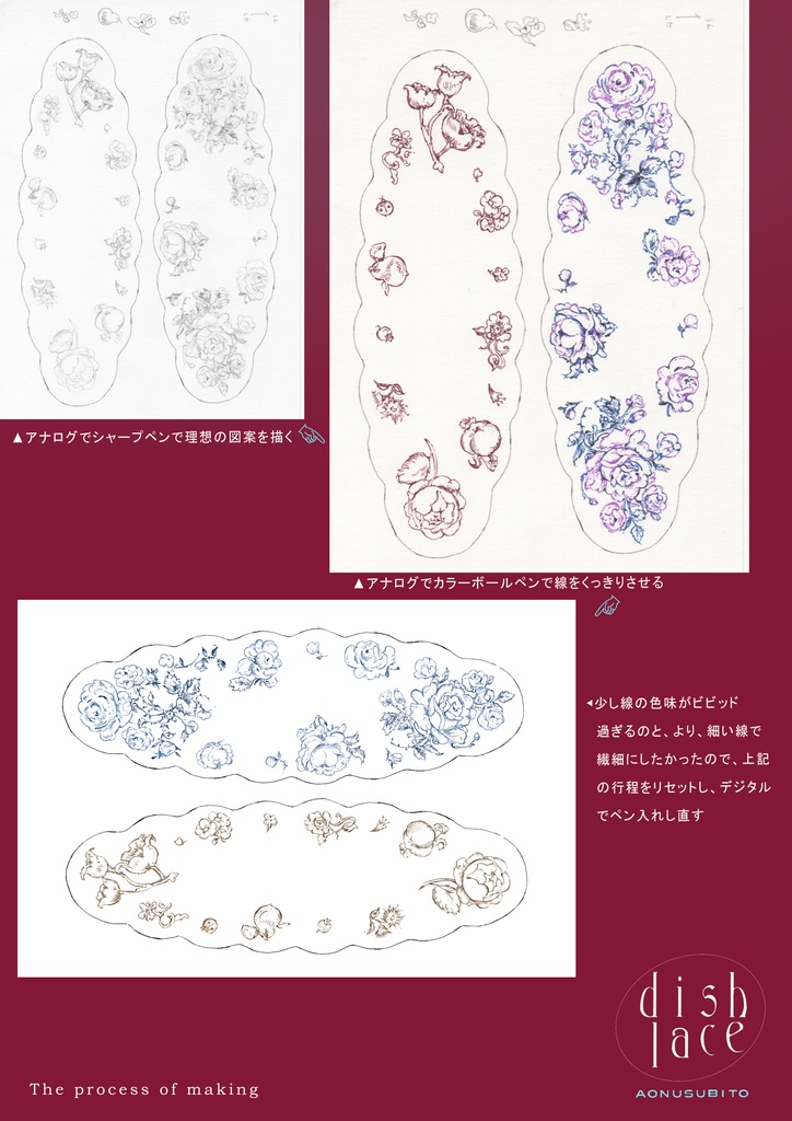 花とレースのしおり L・green