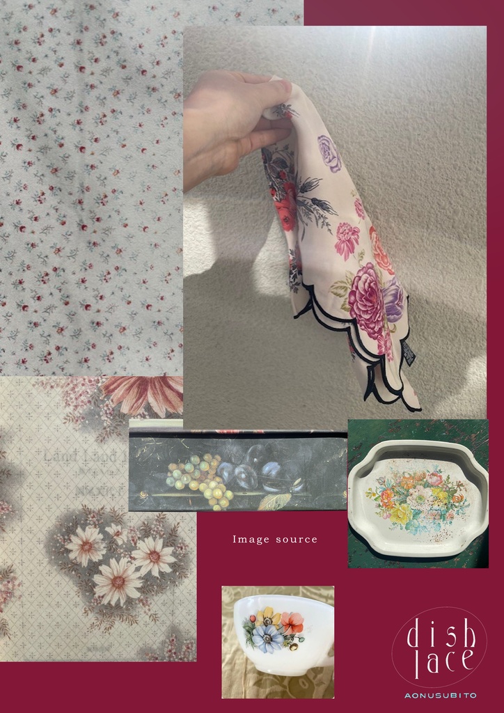 花とレースのしおり L・green