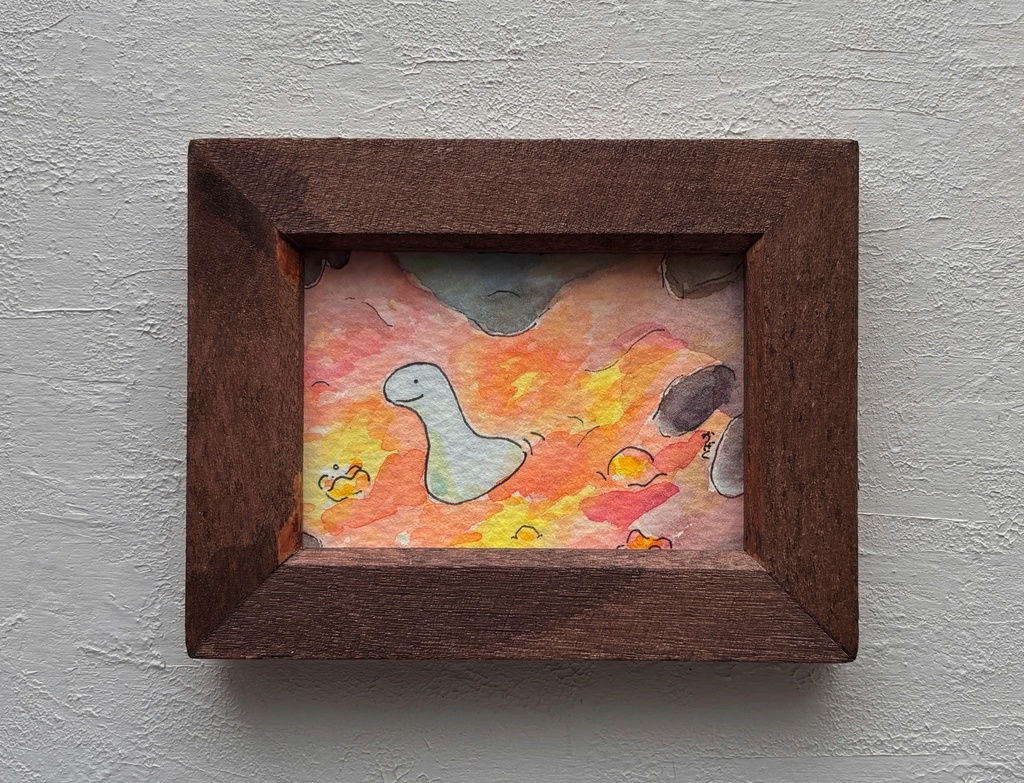 【原画】泳ぐフタバスズキリュウ